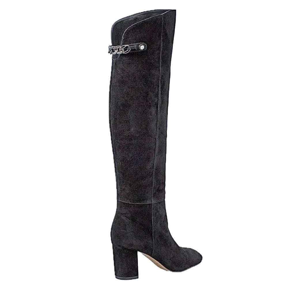 WHBM BLACK SUEDE OVER-THE-KNEE BOOTS WITH CHANGEABLE STRAPS